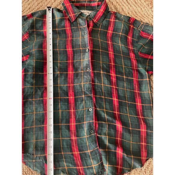 Vintage Jonathan Martin 100% Silk Blouse in red and Green plaid SZ Med - Picture 6 of 7